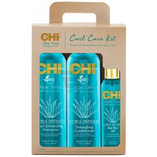 Набір для завитка CHI Aloe Vera All Curl Care Kit (Шампунь 340 мл кондиціонер 340 мл масло-шовк 89 мл) 3600 фото