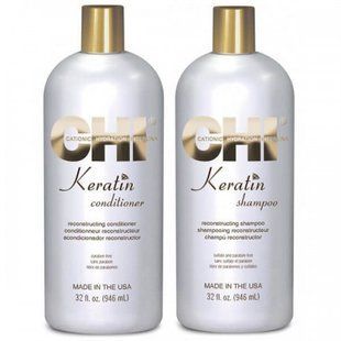 Набор CHI Keratin: Восстанавливающий кератиновый шампунь CHI Keratin Reconstructing Shampoo 946 ml Conditioner 946 ml 1941 фото