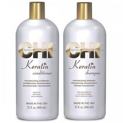 Набір CHI Keratin: Відновлюючий кератиновий шампунь CHI Keratin Reconstructing Shampoo 946 ml Conditioner 1941 фото